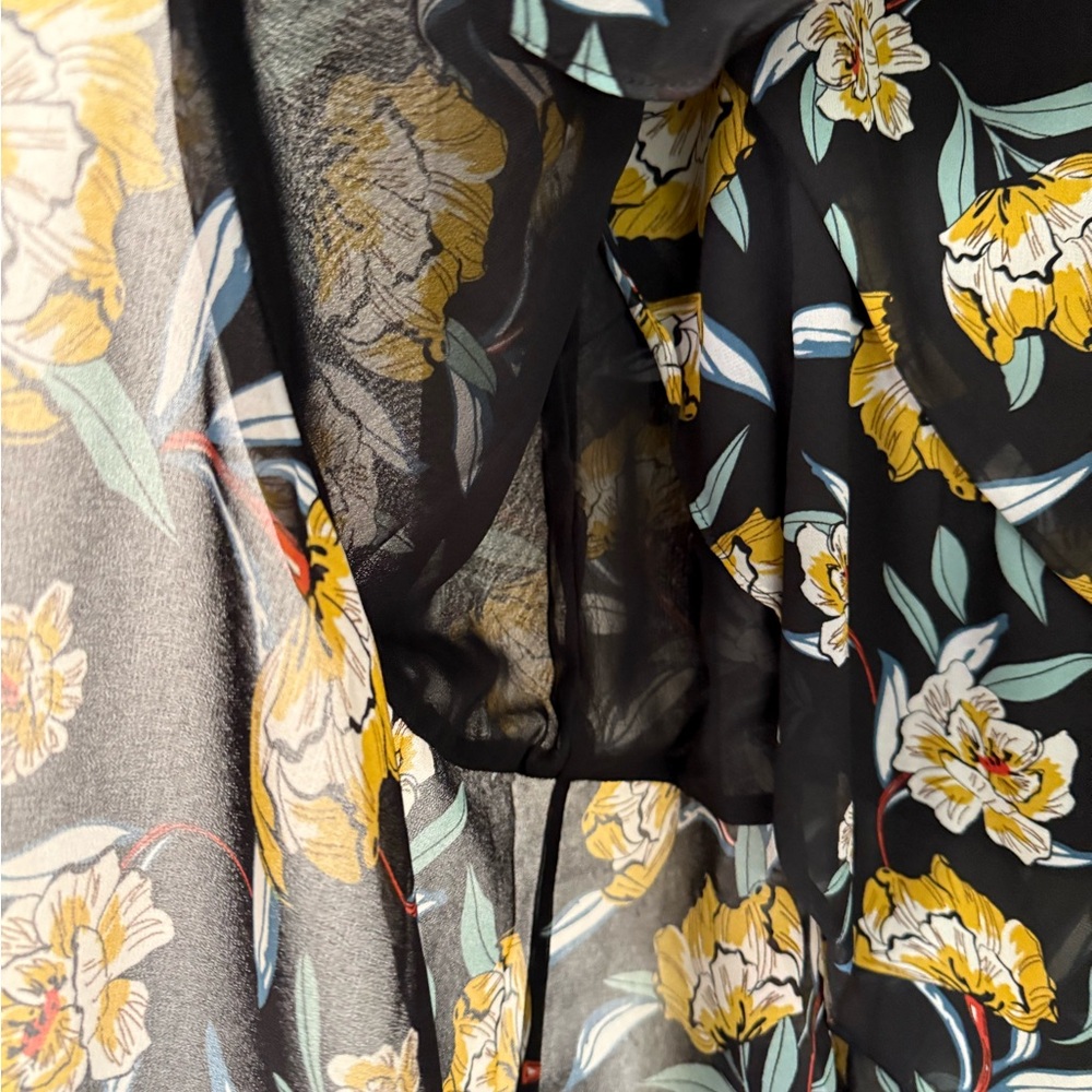 Tronjori Floral Wrap Midi Skirt in Black‎ and Yellow - Picture 7 of 10